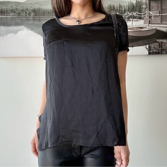 2000s preppy goth minimalist flowy silky blouse by Devoted - Picture 1 of 2